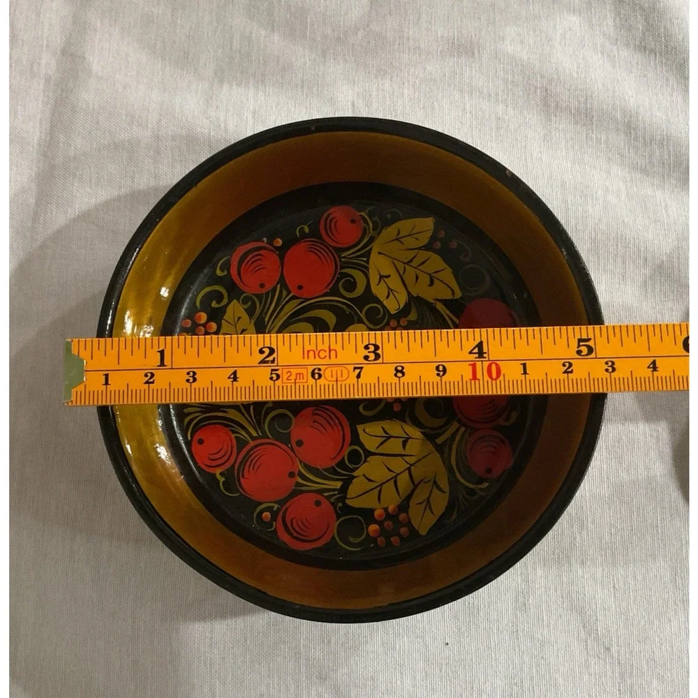 Vintage Russian Khokhloma Lacquer Wooden 8.5